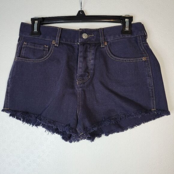 Brandy Melville Pants - Brandy Melville High waisted Button Fly Dark Wash Cutoff Denim Shorts Size 27